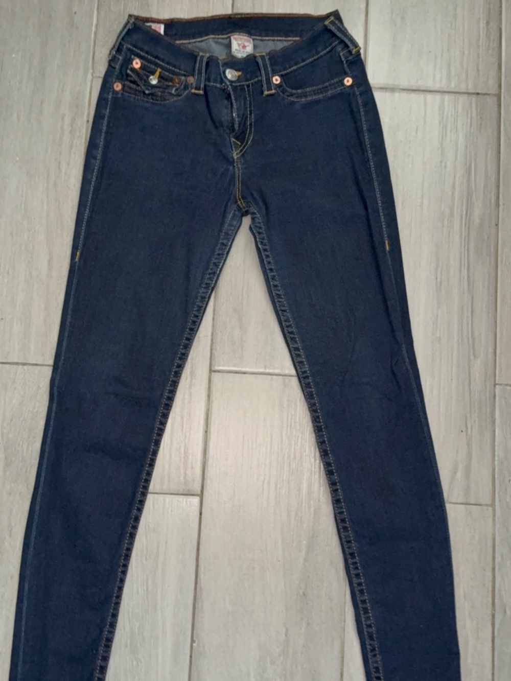 True Religion Dark Indigo Jeans with Yellow Stitching